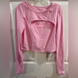 HALARA Pink Cutout Long Sleeve Top